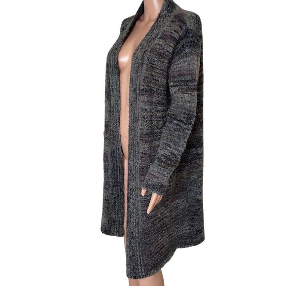 Prana Sabina Marled Yarn Duster Sweater Wool Blend Pockets Open Cardigan SZ M - Picture 3 of 12